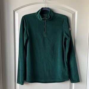 Dover Velvet 1/4 Zip Shirt- Dark Green